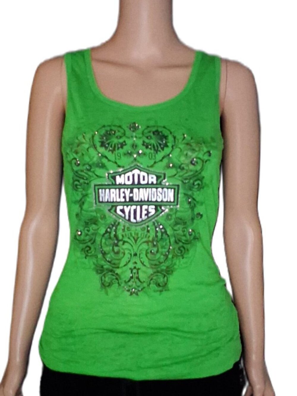 Harley-Davidson Women's Muscle Tank Top | Emerald Green | Rhinestones